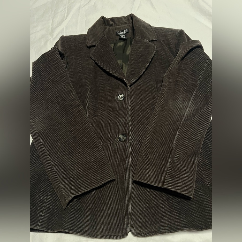 Rafaella Petites Women’s Dark Olive Green 2 BF  LS Corduroy Jacket Size 10P - Picture 9 of 13